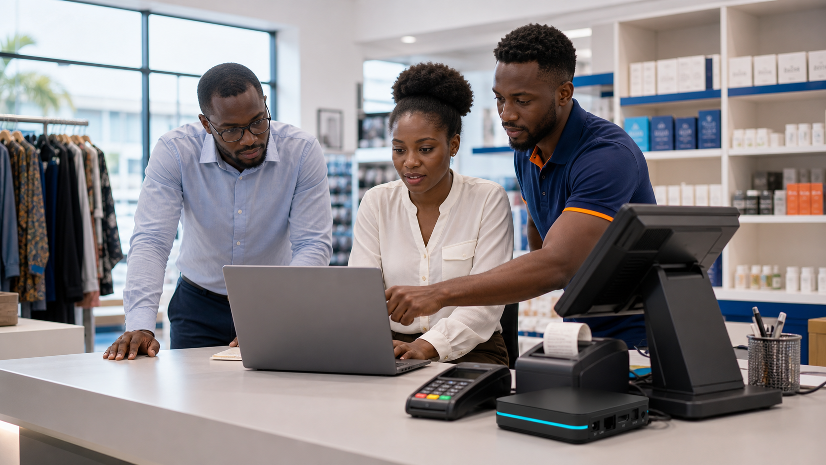 Équipe préparant l'intégration des systèmes ERP et POS